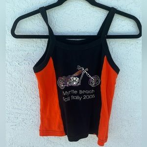 Vintage Y2K Biker Design Halter Top. 100% Cotton Mrytle Beach Fall Rally 2005